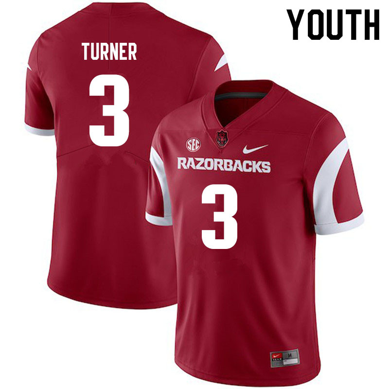 Youth #3 Nick Turner Arkansas Razorbacks College Football Jerseys Sale-Cardinal